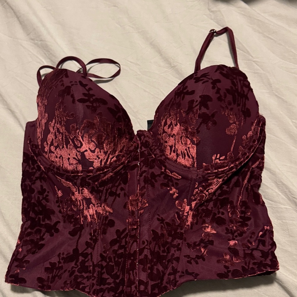 Elegant Velvet Burgundy Bustier